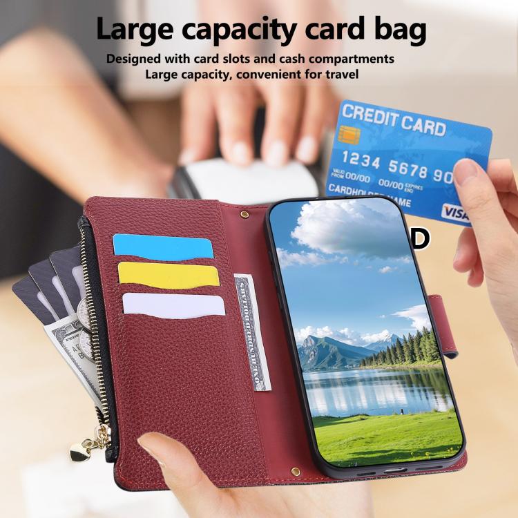 For iPhone 12 mini Round Buckle Zipper Wallet Leather Phone Case with Crossbody Strap