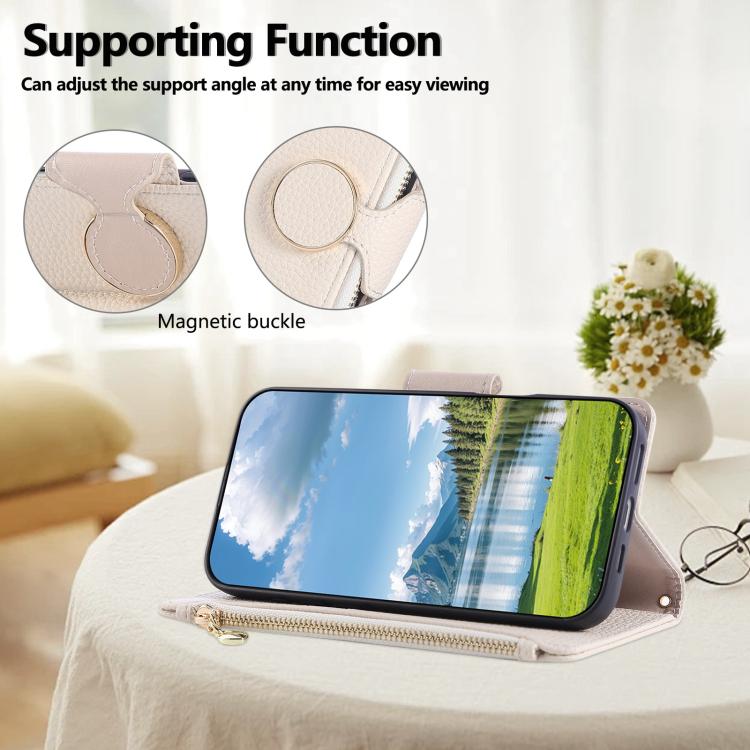For iPhone 12 mini Round Buckle Zipper Wallet Leather Phone Case with Crossbody Strap