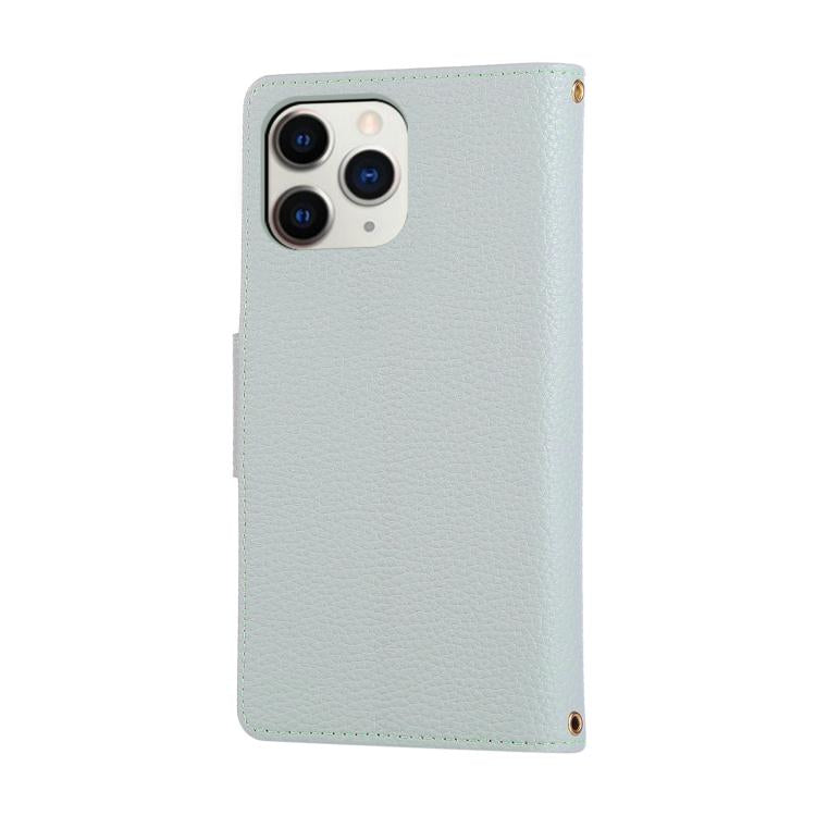 For iPhone 11 Pro Max Round Buckle Zipper Wallet Leather Phone Case with Crossbody Strap
