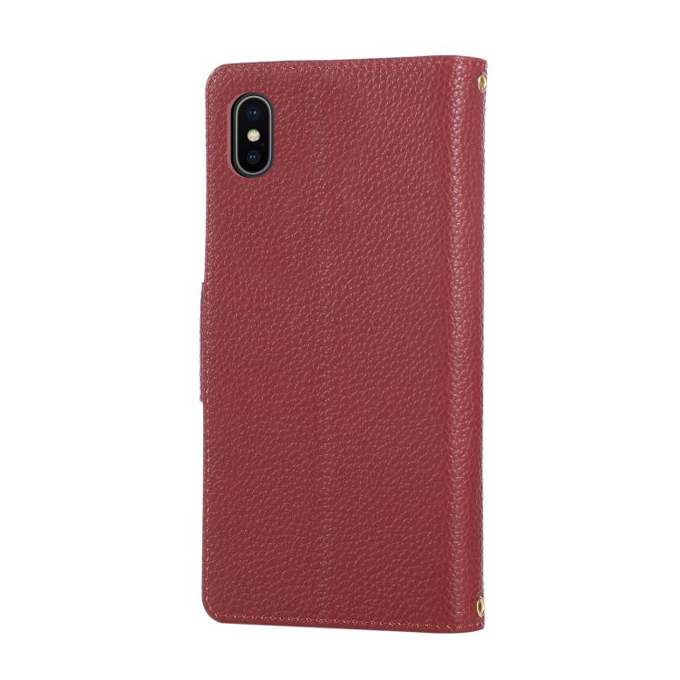 For iPhone X / XS Round Buckle Zipper Wallet Leather Phone Case with Crossbody Strap