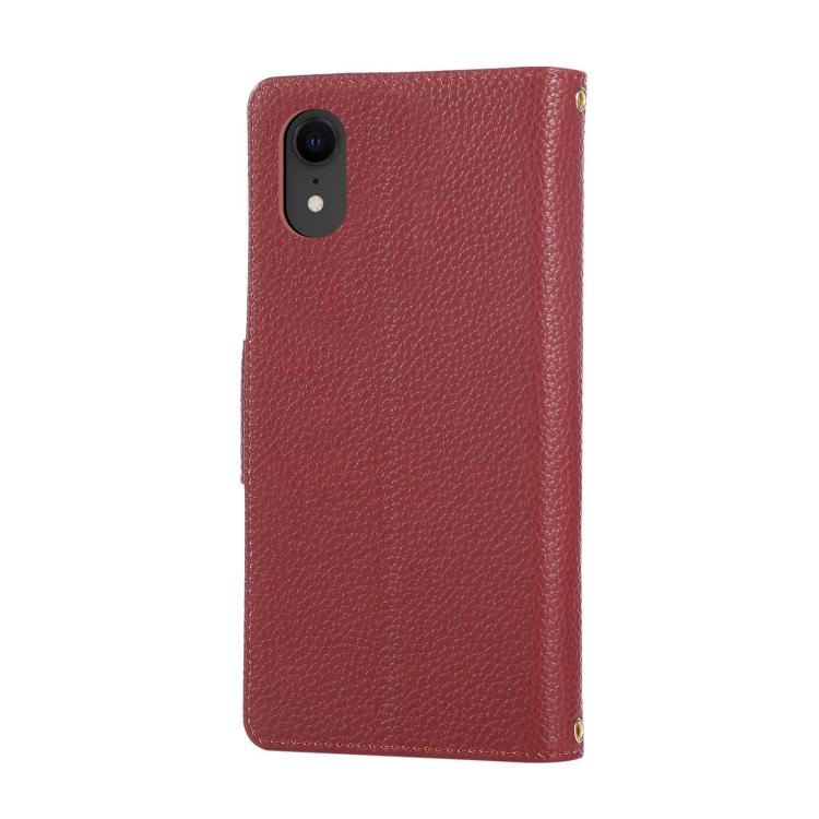 For iPhone XR Round Buckle Zipper Wallet Leather Phone Case with Crossbody Strap