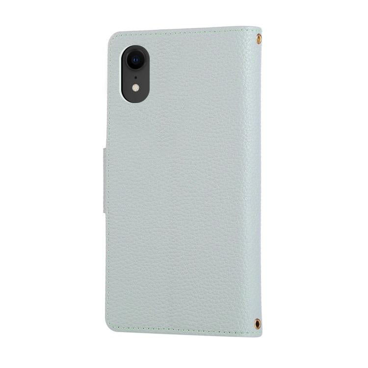 For iPhone XR Round Buckle Zipper Wallet Leather Phone Case with Crossbody Strap