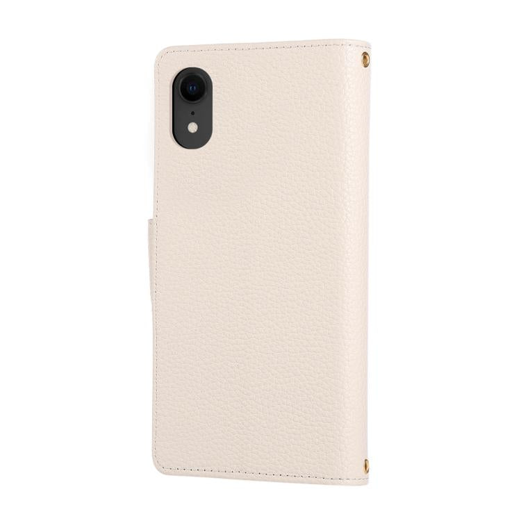 For iPhone XR Round Buckle Zipper Wallet Leather Phone Case with Crossbody Strap