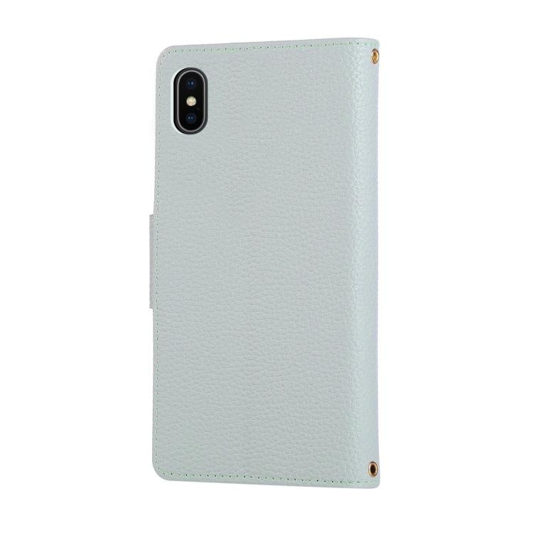 For iPhone XS Max Round Buckle Zipper Wallet Leather Phone Case with Crossbody Strap