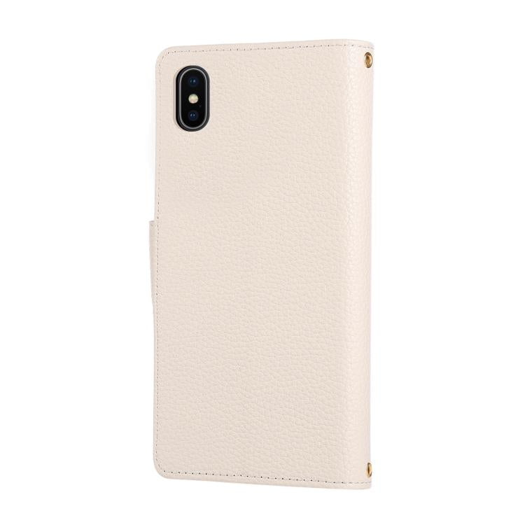 For iPhone XS Max Round Buckle Zipper Wallet Leather Phone Case with Crossbody Strap