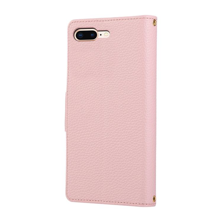 For iPhone 7 Plus / 8 Plus Round Buckle Zipper Wallet Leather Phone Case with Crossbody Strap