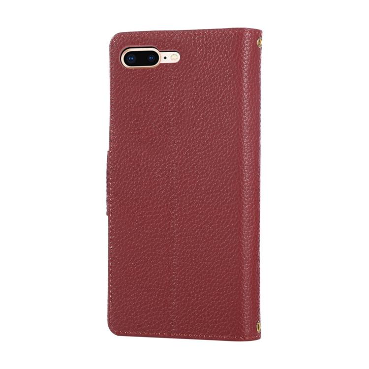 For iPhone 7 Plus / 8 Plus Round Buckle Zipper Wallet Leather Phone Case with Crossbody Strap