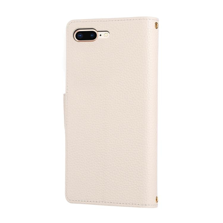 For iPhone 7 Plus / 8 Plus Round Buckle Zipper Wallet Leather Phone Case with Crossbody Strap