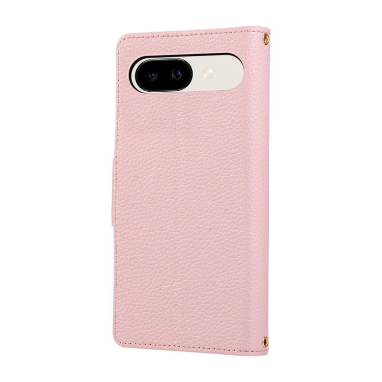 For Google Pixel 9a Round Buckle Zipper Wallet Leather Phone Case with Crossbody Strap