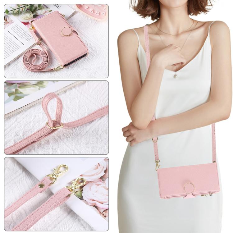For Google Pixel 9a Round Buckle Zipper Wallet Leather Phone Case with Crossbody Strap