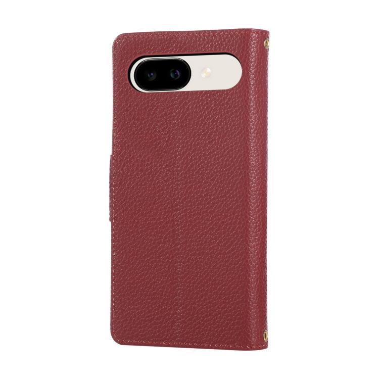 For Google Pixel 9a Round Buckle Zipper Wallet Leather Phone Case with Crossbody Strap