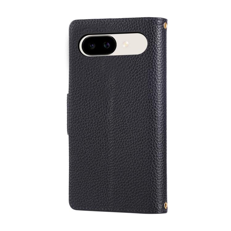 For Google Pixel 9a Round Buckle Zipper Wallet Leather Phone Case with Crossbody Strap