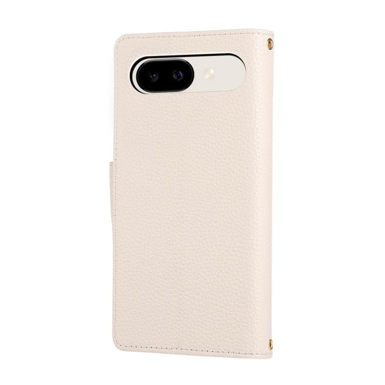 For Google Pixel 9a Round Buckle Zipper Wallet Leather Phone Case with Crossbody Strap