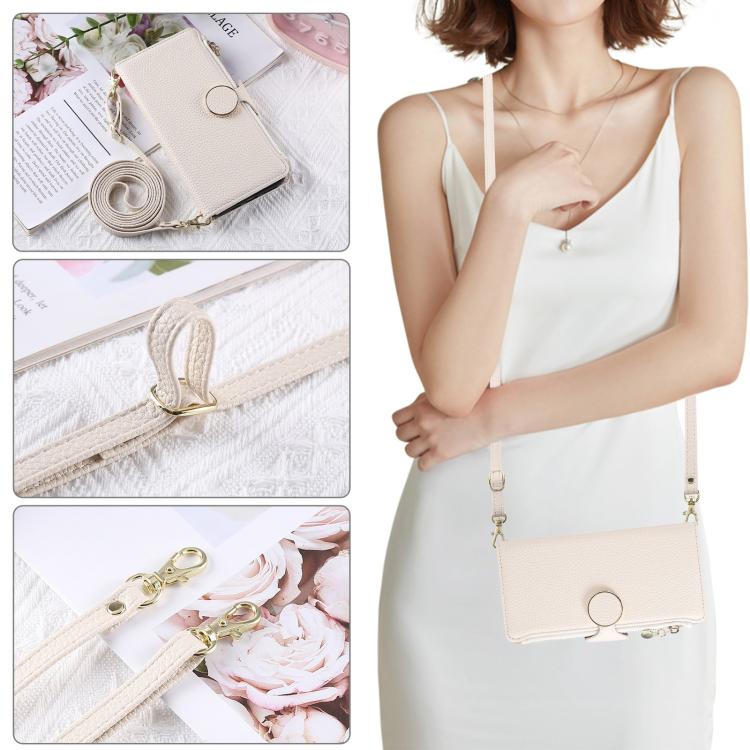 For Google Pixel 9a Round Buckle Zipper Wallet Leather Phone Case with Crossbody Strap