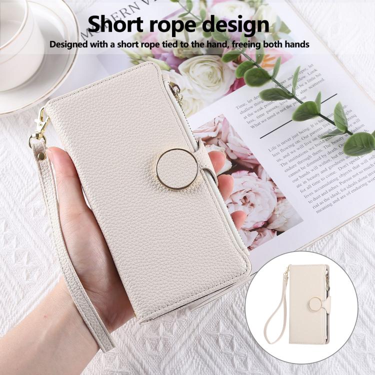 For Google Pixel 9 / 9 Pro Round Buckle Zipper Wallet Leather Phone Case with Crossbody Strap