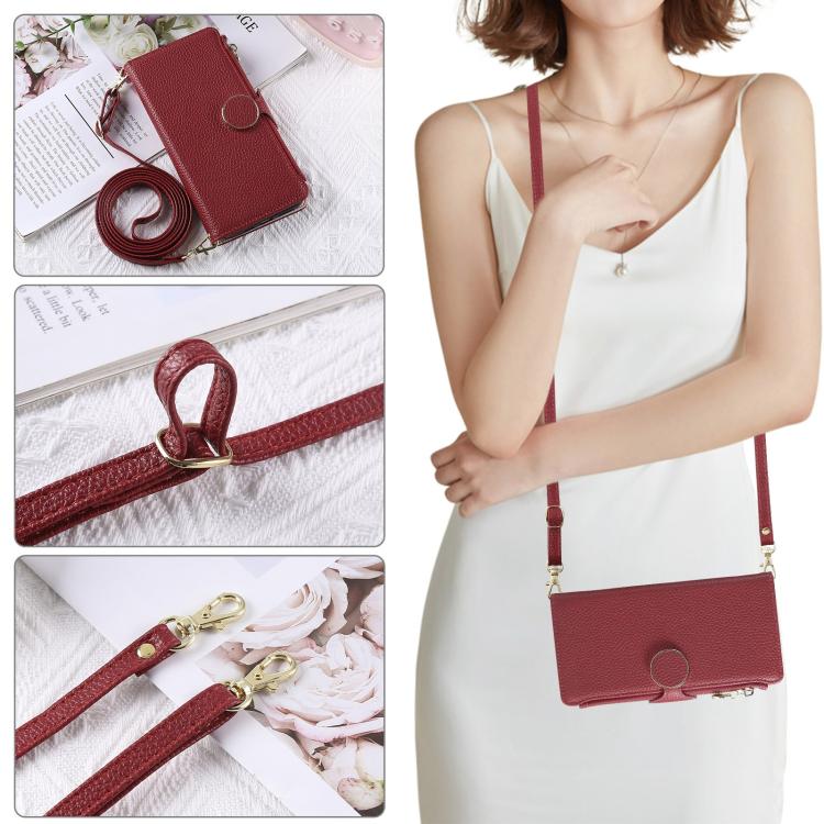 For Google Pixel 8 Round Buckle Zipper Wallet Leather Phone Case with Crossbody Strap