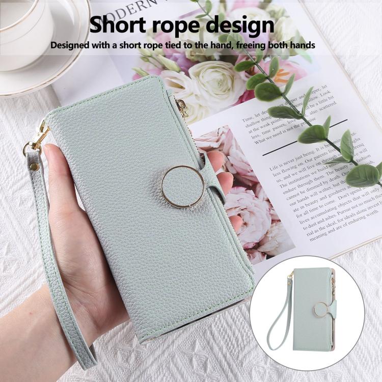 For Google Pixel 8 Round Buckle Zipper Wallet Leather Phone Case with Crossbody Strap