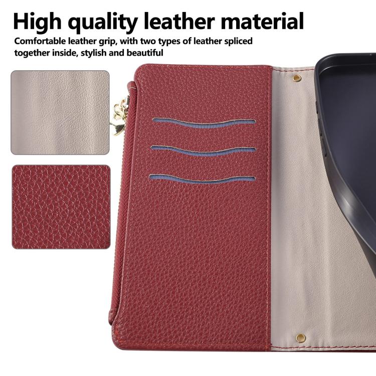 For Google Pixel 7 Round Buckle Zipper Wallet Leather Phone Case with Crossbody Strap