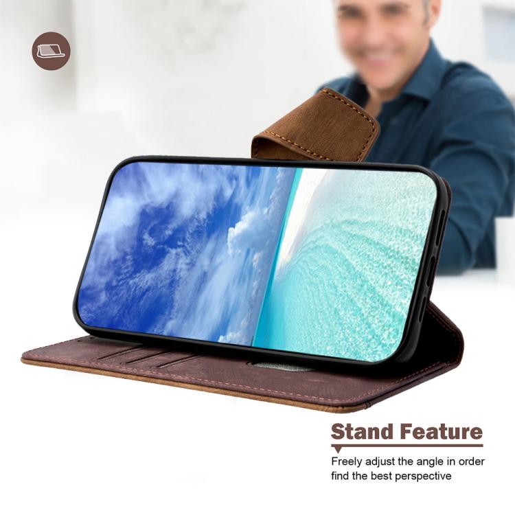 For Tecno Pova 7 5G Color Stitching Skin Feel Leather RFID Blocking Phone Case