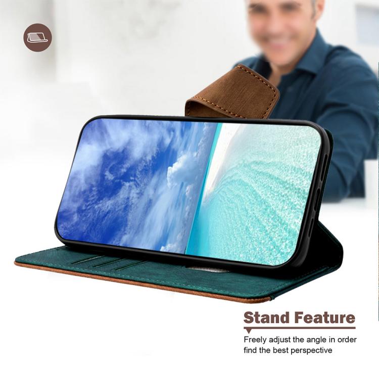 For Tecno Pova 7 5G Color Stitching Skin Feel Leather RFID Blocking Phone Case
