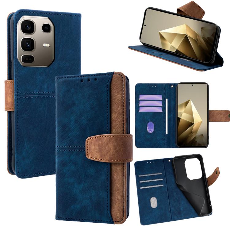 For Infinix Note 50 Pro+ 5G Color Stitching Skin Feel Leather RFID Blocking Phone Case