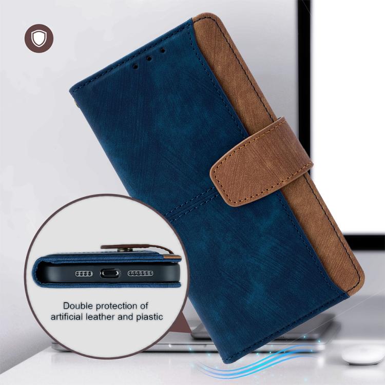 For Infinix Hot 60 5G Color Stitching Skin Feel Leather RFID Blocking Phone Case