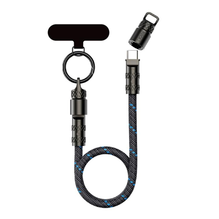 ROCK R15 Type-C to Type-C 60W Phone Lanyard Fast Charging Zinc Alloy Data Cable, Length:30cm