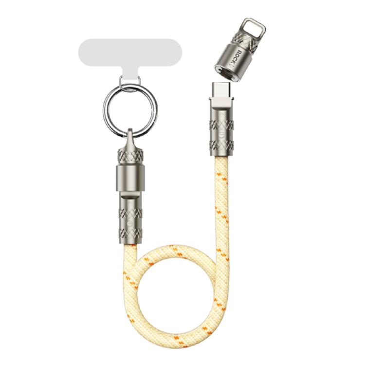 ROCK R15 Type-C to Type-C 60W Phone Lanyard Fast Charging Zinc Alloy Data Cable, Length:30cm