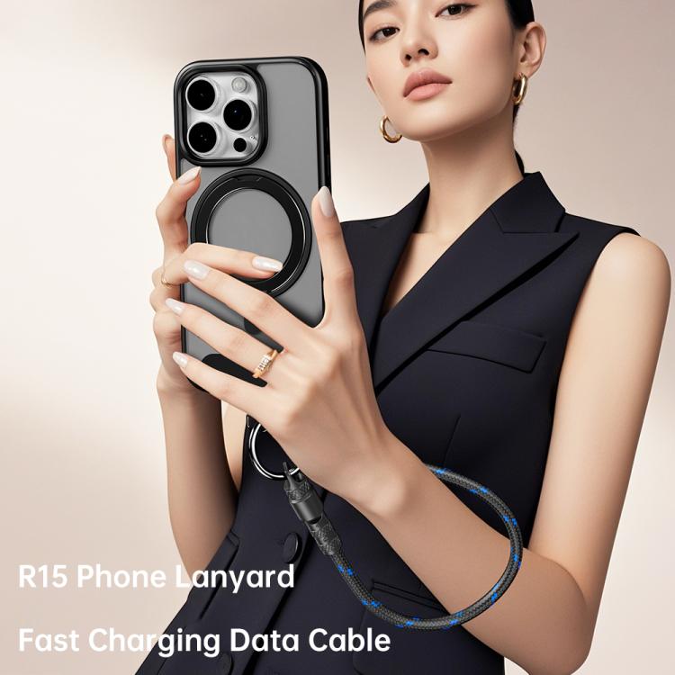 ROCK R15 Type-C to Type-C 60W Phone Lanyard Fast Charging Zinc Alloy Data Cable, Length:30cm