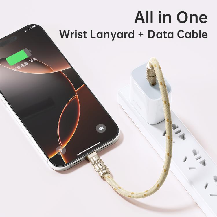 ROCK R15 Type-C to Type-C 60W Phone Lanyard Fast Charging Zinc Alloy Data Cable, Length:30cm