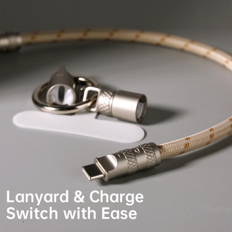 ROCK R15 Type-C to Type-C 60W Phone Lanyard Fast Charging Zinc Alloy Data Cable, Length:30cm