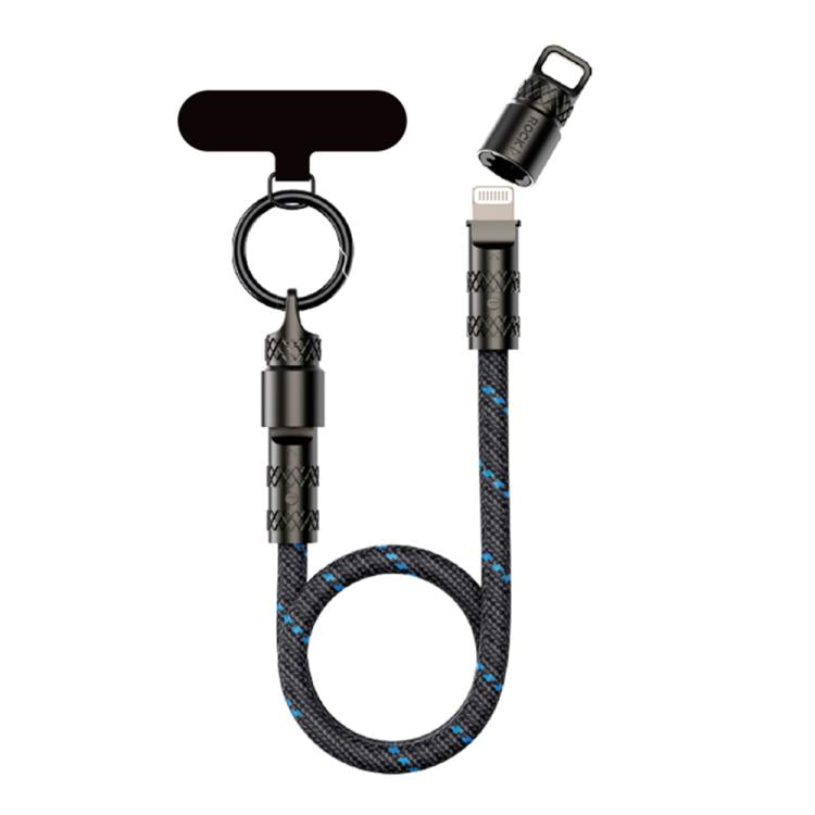 ROCK R15 Type-C to 8 Pin 27W Phone Lanyard Fast Charging Zinc Alloy Data Cable, Length:30cm