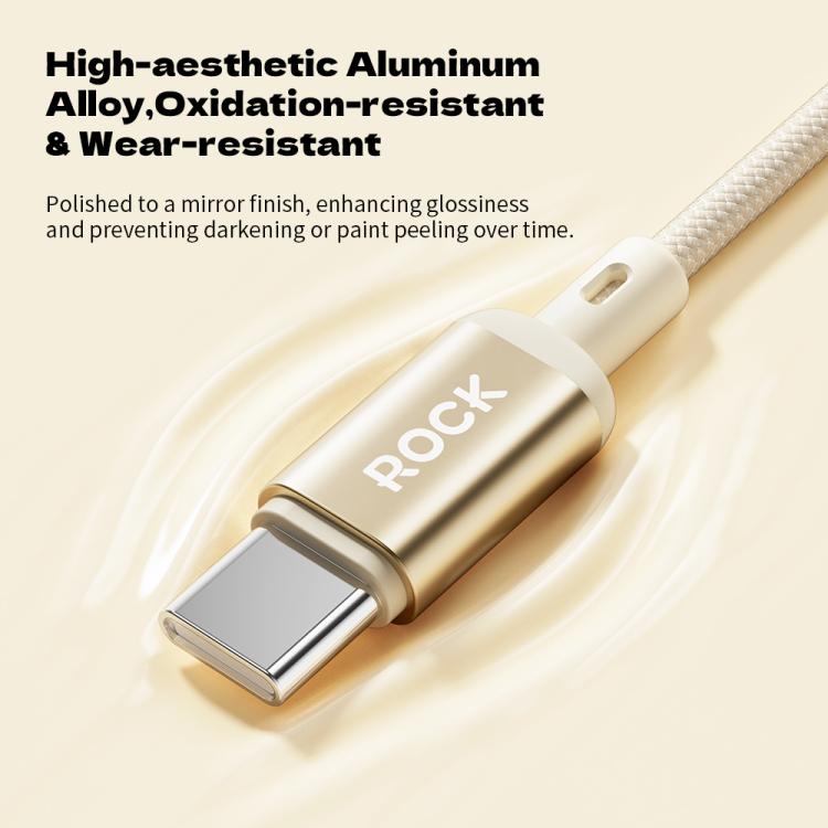 ROCK R18 Type-C to Type-C PD100W Metal Braided Fast Charging Data Cable, Length:1m - Beige