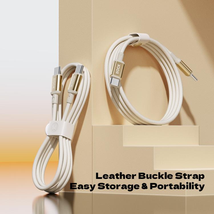 ROCK R18 Type-C to Type-C PD100W Metal Braided Fast Charging Data Cable, Length:1m - Beige
