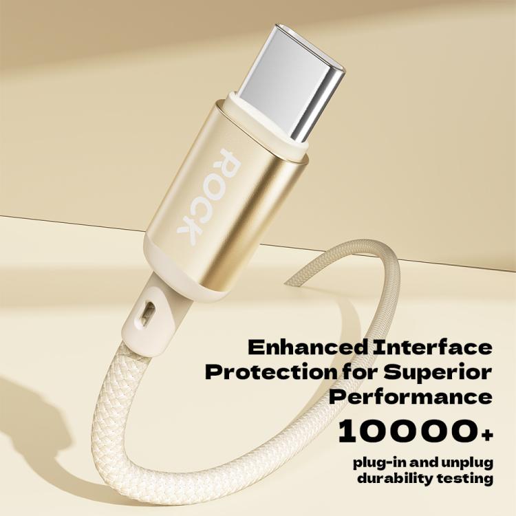 ROCK R18 Type-C to Type-C PD100W Metal Braided Fast Charging Data Cable, Length:1m - Beige