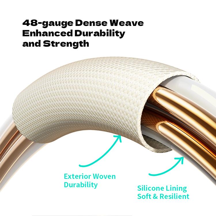 ROCK R18 Type-C to Type-C PD100W Metal Braided Fast Charging Data Cable, Length:1m - Beige