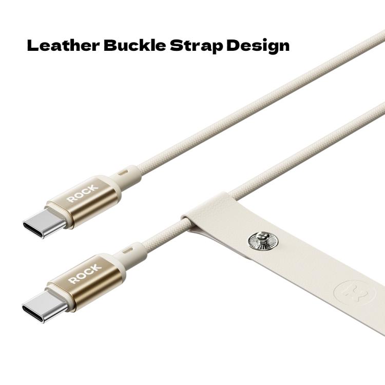 ROCK R18 Type-C to Type-C PD100W Metal Braided Fast Charging Data Cable, Length:1m - Beige