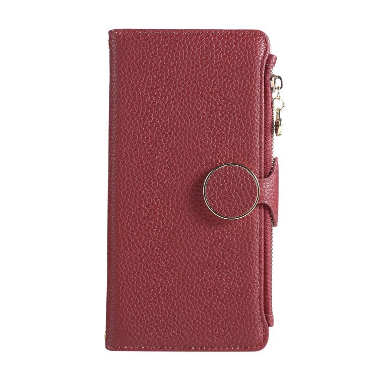 For vivo Y21 / Y33s 4G Global Round Buckle Zipper Wallet Leather Phone Case with Crossbody Strap