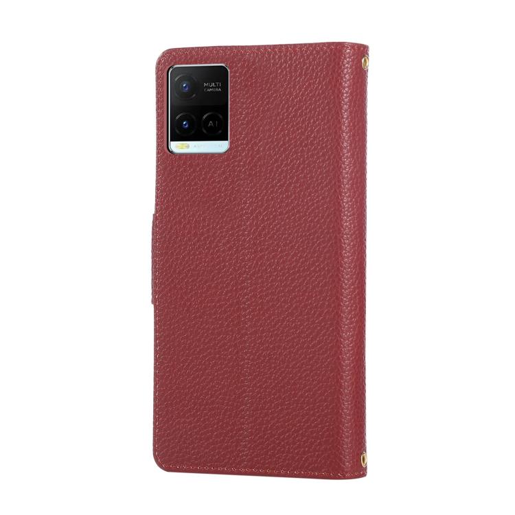 For vivo Y21 / Y33s 4G Global Round Buckle Zipper Wallet Leather Phone Case with Crossbody Strap