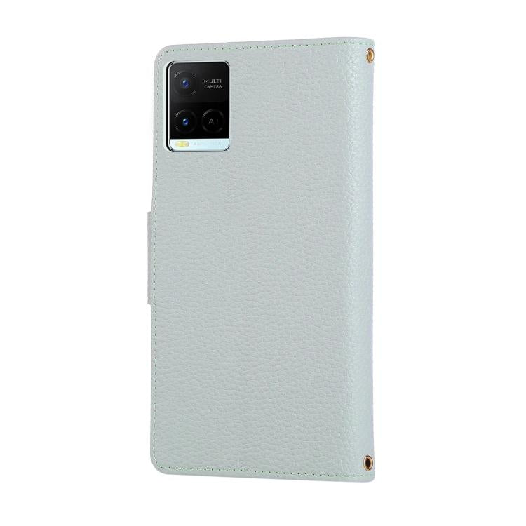 For vivo Y21 / Y33s 4G Global Round Buckle Zipper Wallet Leather Phone Case with Crossbody Strap