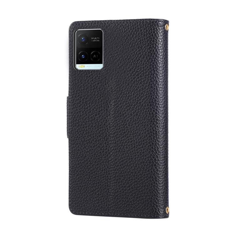 For vivo Y21 / Y33s 4G Global Round Buckle Zipper Wallet Leather Phone Case with Crossbody Strap