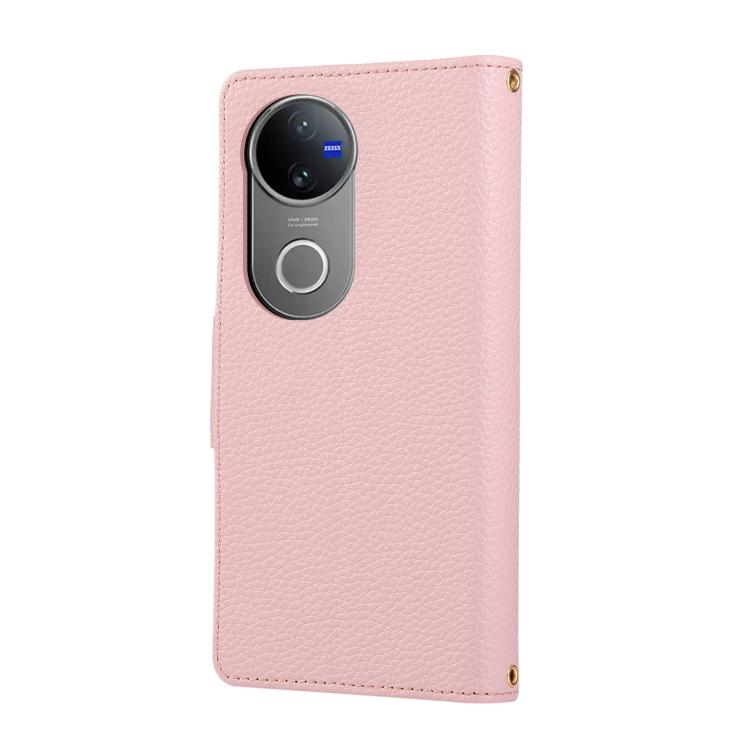 For vivo V50 Round Buckle Zipper Wallet Leather Phone Case with Crossbody Strap
