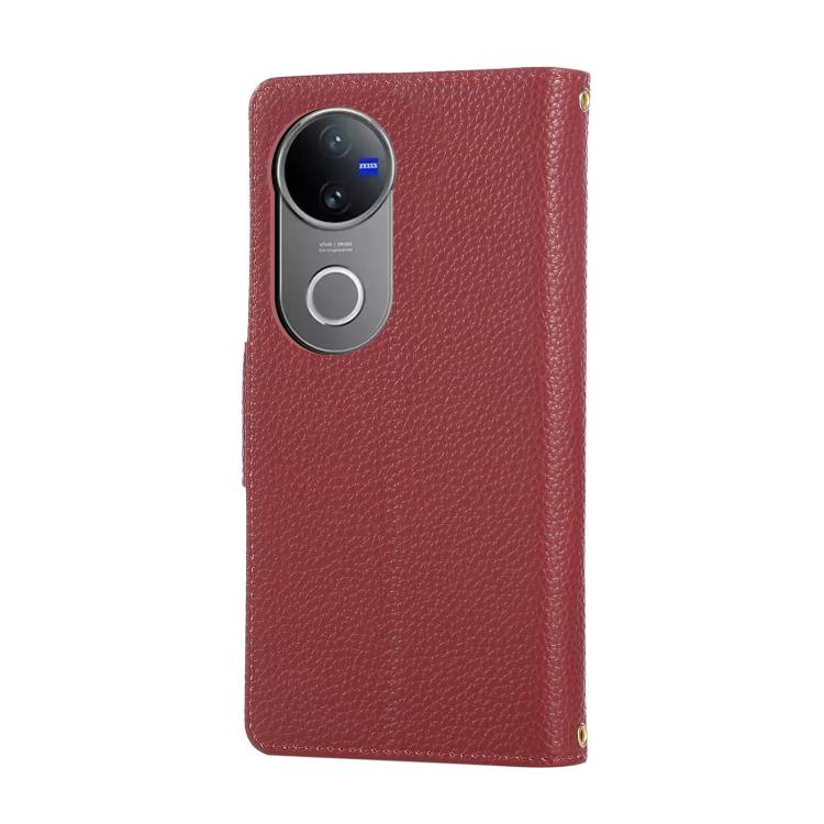 For vivo V50 Round Buckle Zipper Wallet Leather Phone Case with Crossbody Strap
