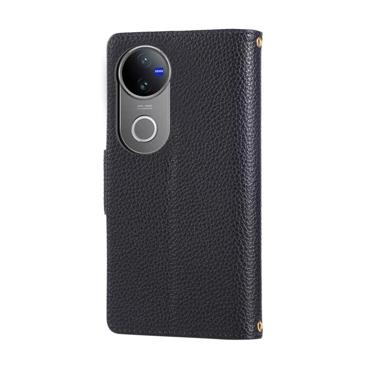 For vivo V50 Round Buckle Zipper Wallet Leather Phone Case with Crossbody Strap
