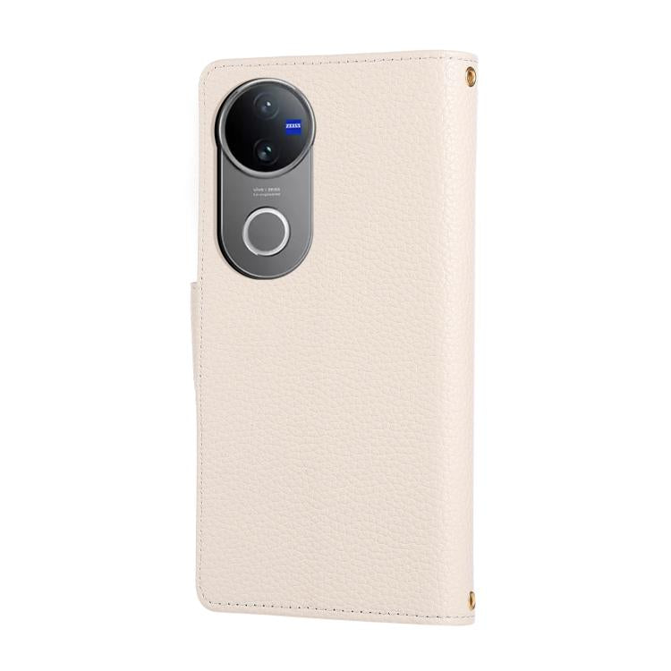 For vivo V50 Round Buckle Zipper Wallet Leather Phone Case with Crossbody Strap
