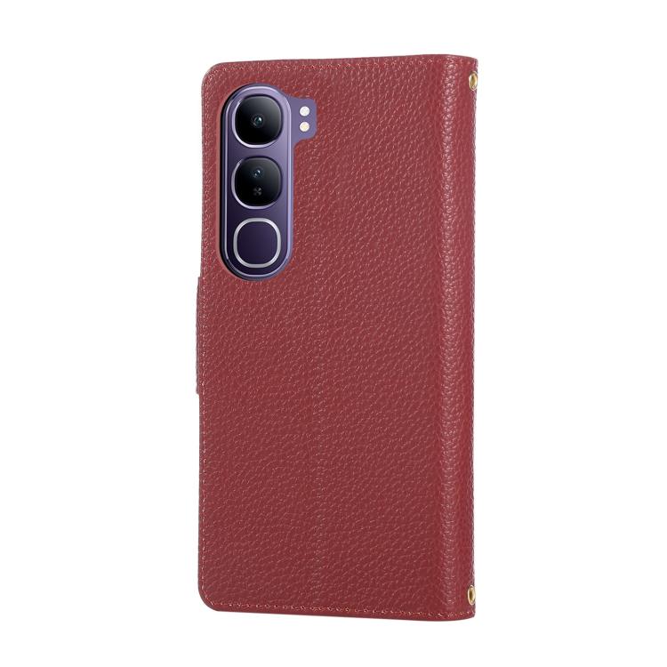 For vivo V40 Lite Round Buckle Zipper Wallet Leather Phone Case with Crossbody Strap