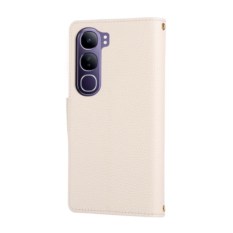 For vivo V40 Lite Round Buckle Zipper Wallet Leather Phone Case with Crossbody Strap