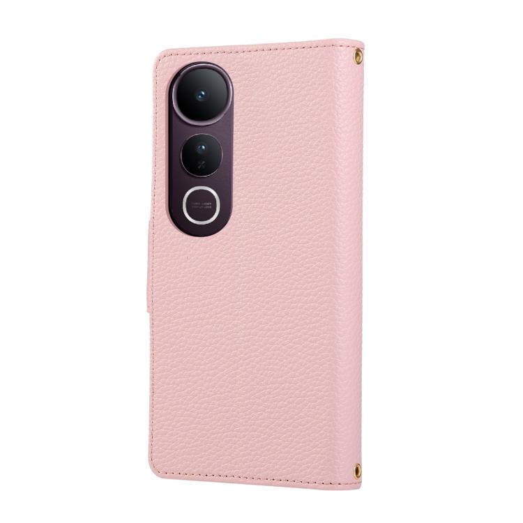 For vivo V50 Lite 5G Round Buckle Zipper Wallet Leather Phone Case with Crossbody Strap