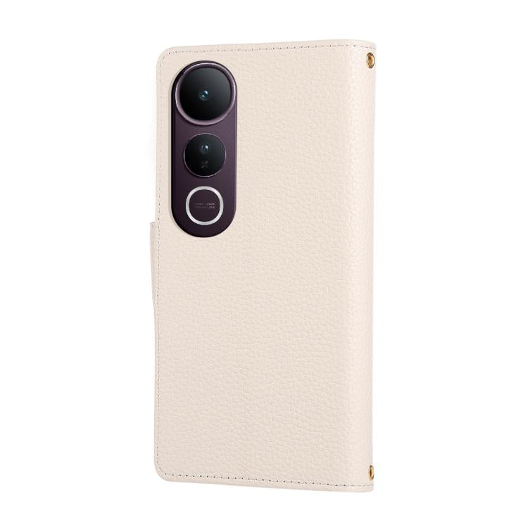 For vivo V50 Lite 5G Round Buckle Zipper Wallet Leather Phone Case with Crossbody Strap