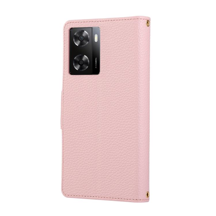 For OPPO A57 / A77 5G Global Round Buckle Zipper Wallet Leather Phone Case with Crossbody Strap